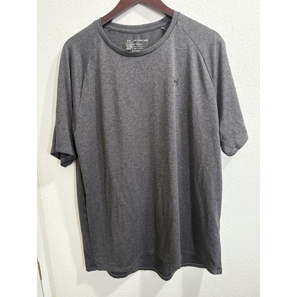 Under Armour Men's Heat Gear The Tech Tee Polyester Shirt, Pitch Gray XXL